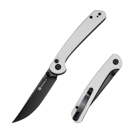 Skelfin Slybolt White G10, Black 9Cr18MoV Folding Knife (S25007-1)