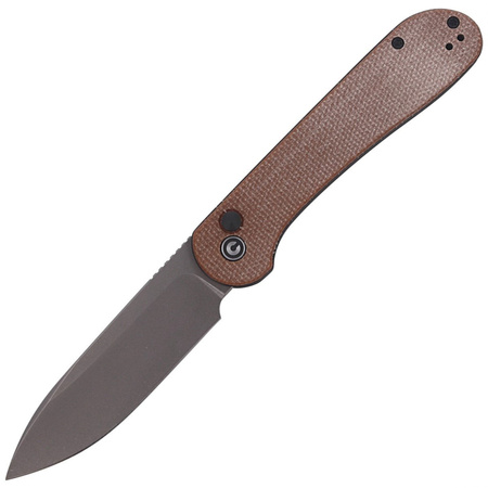 CIVIVI Button Lock Elementum Brown Micarta, Gray Stonewashed knife (C2103D)