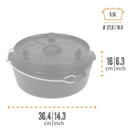 Petromax Dutch Oven FT6-T cast iron kettle without feet