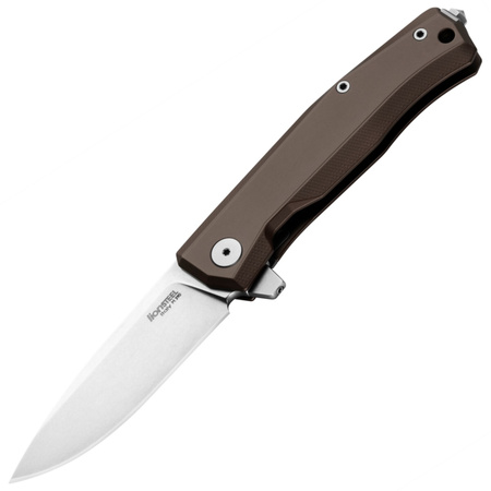 LionSteel Myto Earth Brown Aluminum, Stone Washed M390 Folding Knife by Molletta (MT01A ES)