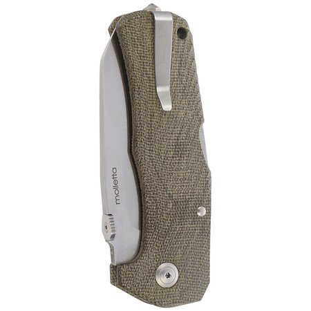 LionSteel TM1 Green Canvas Micarta Folding Knife, Satin Sleipner by Molletta (TM1 CVG)