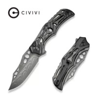 Civivi Biophase Gray Aluminum / Black G10 folding knife, Damascus (C23083C-DS1)