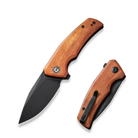 Civivi Regulatron Guibourtia Wood Folding Knife, Black Stonewashed Nitro-V (C23006-3)