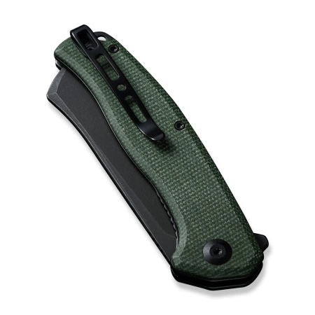 Sencut Traxler Green Canvas Micarta Folding Knife, Black Stonewashed 9Cr18MoV (S20057C-4)