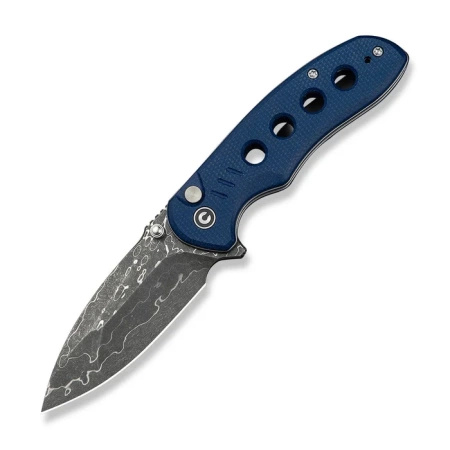 Civivi Triptych Blue Canvas Micarta Folding Knife, Damascus (C23085B-DS1)