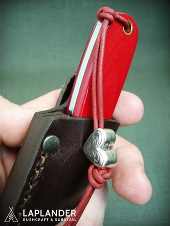 Brisa Necker 70 Flat knife - Red Micarta - Leather scabbard