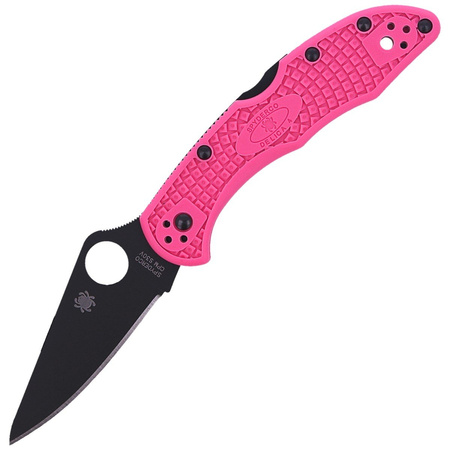 Spyderco Delica 4 FRN Pink, Black Blade Plain Folding Knife (C11FPPNS30VBK)