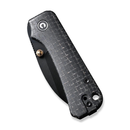 Civivi Baby Banter Wharncliffe Black Burlap Micarta Folding Knife, Black Nitro-V by Ben Petersen (C19068SC-1)