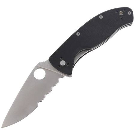 Spyderco Tenacious G-10 Black Combination Folding Knife (C122GPS)