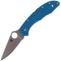 Spyderco Delica 4 FRN Blue Flat Ground Plain Folding Knife (C11FPBL)