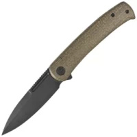 Civivi Caetus Green Burlap Micarta Folding Knife, Black Stonewashed 14C28N (C21025C-3)