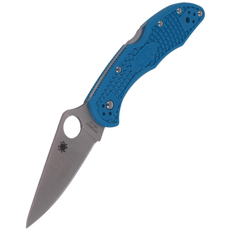 Spyderco Delica 4 FRN Blue Flat Ground Plain Folding Knife (C11FPBL)