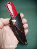 Brisa Necker 70 Flat knife - Red Micarta - Leather scabbard