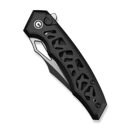 Civivi Anaaki Black Aluminum, Black Stonewashed/Satin Nitro-V Folding Knife (C24039-1)