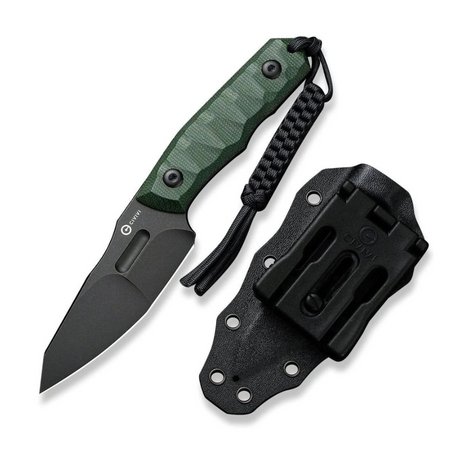 Civivi Propugnator Green Canvas Micarta, Black Stonewashed D2 by PG Knives (C23002-2) knife