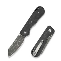 Civivi Crabby Shredded Carbon Fiber Folding Knife, Damascus by Ken Onion Jr. (C24055-DS1)