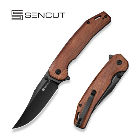 Sencut - Vornix Guibourtia Wood Folding Knife, Black 9Cr18MoV (S25038-3)