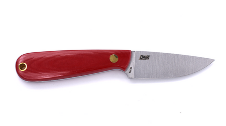 Brisa Necker 70 Flat knife - Red Micarta - Leather scabbard