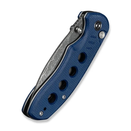 Civivi Triptych Blue Canvas Micarta Folding Knife, Damascus (C23085B-DS1)