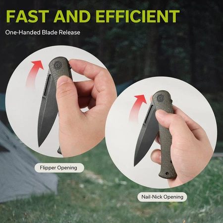 Civivi Caetus Green Burlap Micarta Folding Knife, Black Stonewashed 14C28N (C21025C-3)