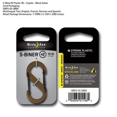 Nite Ize Carabiner - S-Biner #2 - Plastic Black Gate - Coyote