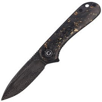 CIVIVI Elementum Flipper Knife Shredded Carbon Fiber / Golden Shred, Black Damascus (C907C-DS1)