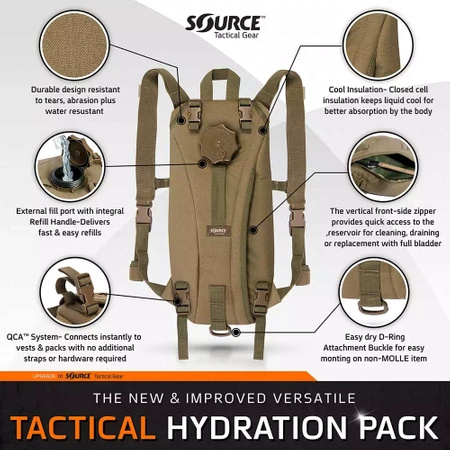 Source - Tactical 3L Hydration Backpack - Black