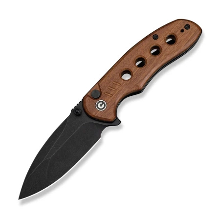 Civivi Triptych Guibourtia Wood Folding Knife, Black Stonewashed 14C28N (C23085B-3)