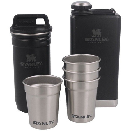 Set of 4 glasses + flask Stanley Adventure black 