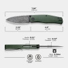 Civivi Sokoke Green Canvas Micarta Folding Knife, Black Hand Rubbed Damascus by Ray Laconico (C22007-DS2)