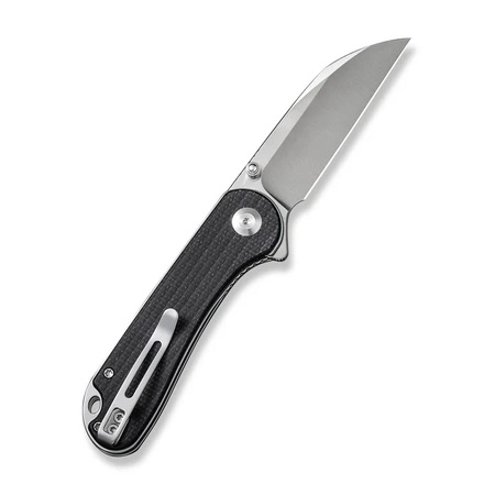 Civivi Elementum Wharncliffe Black Canvas Micarta Folding Knife, Satin Nitro-V (C18062AF-3)