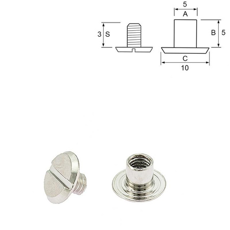 Chicago screw - Nickel - 11x7x5 - 10 pcs