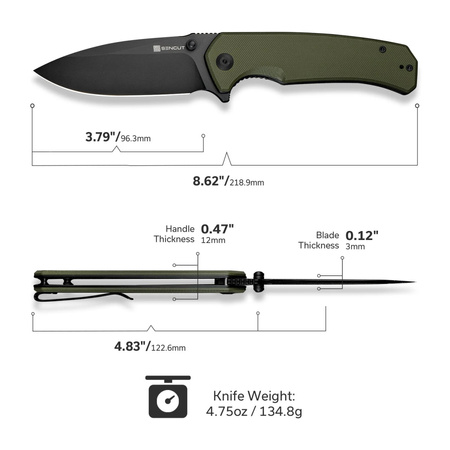 Sencut Skarnax OD Green G10, Black 9Cr18MoV folding knife (S24025-2)