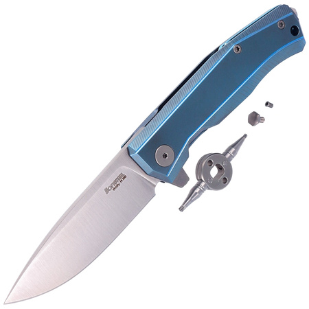 LionSteel Myto Folding Knife, Blue Titanium, Satin M390 by Molletta (MT01 BL)