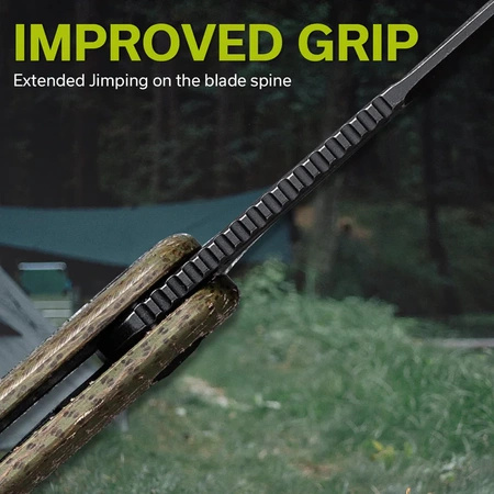 Civivi Caetus Green Burlap Micarta Folding Knife, Black Stonewashed 14C28N (C21025C-3)