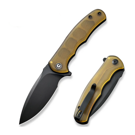 Civivi Mini Praxis Bead Blasted Ultem Folding Knife, Black D2 (C18026C-5)