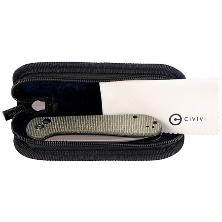 CIVIVI Button Lock Elementum Dark Green Micarta, Gray Stonewashed knife (C2103C)