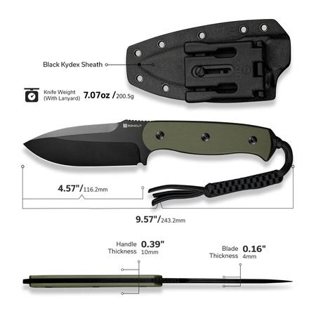 Sencut Toxodon OD Green G10, Black 9Cr18MoV knife (S24036-2)