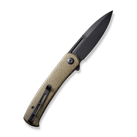 Civivi Caetus Green Burlap Micarta Folding Knife, Black Stonewashed 14C28N (C21025C-3)