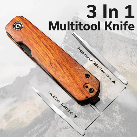 Civivi Sendy Guibourtia Wood Folding Knife, Black Stonewashed Nitro-V by Ben Petersen (C21004A-2)