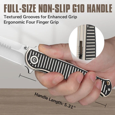 Civivi RS71 Ivory/Black G10 folding knife, Satin Nitro-V by Robert Saniscalchi (C23025-1)