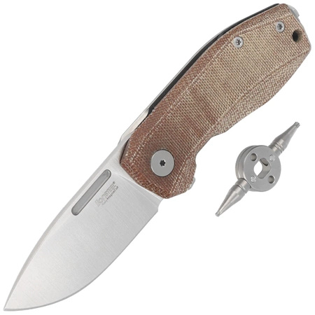 LionSteel Naono Natural Canvas Micarta Folding Knife, Satin CPM MagnaCut (NA01 CVN)