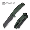 Sencut Traxler Green Canvas Micarta Folding Knife, Black Stonewashed 9Cr18MoV (S20057C-4)