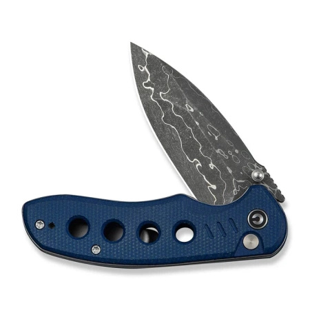 Civivi Triptych Blue Canvas Micarta Folding Knife, Damascus (C23085B-DS1)