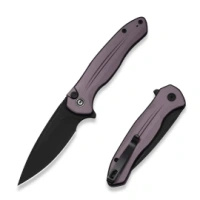 Civivi Button Lock Kitefin Purple Aluminum, Black Stonewashed 14C28N Folding Knife (C24091-3)
