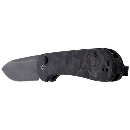 CIVIVI Button Lock Elementum Marble Carbon Fiber Black, Black Damascus knife (C2103DS-3)