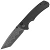 Civivi Brazen Button Lock Twill Carbon Fiber Overlay on Black G10, Damascus Folding Knife (C19059C-DS1)