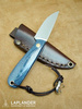 Brisa Necker 70 Flat knife - Blue Jeans Micarta - Leather scabbard