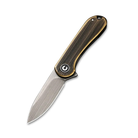 CIVIVI Mini Elementum Black Brass, Gray Hand Rubbed Knife (C18062Q-1)