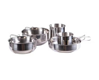 Mil-tec Stainless Steel Camping Cookware Set - 5 items
